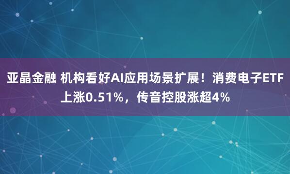 亚晶金融 机构看好AI应用场景扩展！消费电子ETF上涨0.51%，传音控股涨超4%