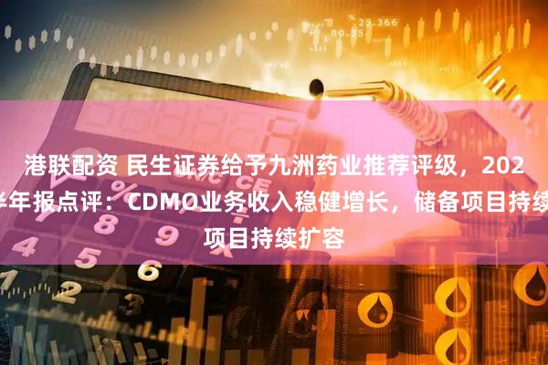 港联配资 民生证券给予九洲药业推荐评级，2025年半年报点评：CDMO业务收入稳健增长，储备项目持续扩容